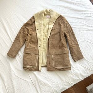 60s Vtg Suede Leather Shearling Lined Western Field Jacket Coat Large Mens